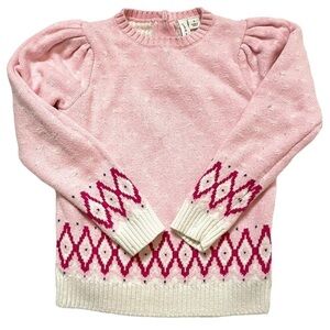 Janie and Jack pink fair isle sweater kid’s sz small